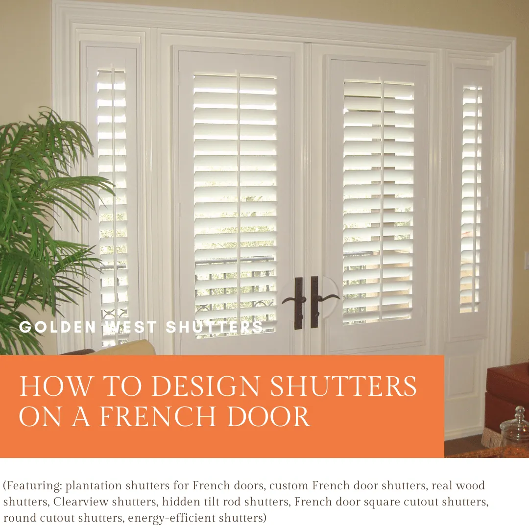 Custom plantation shutters fitted to a pair of French doors