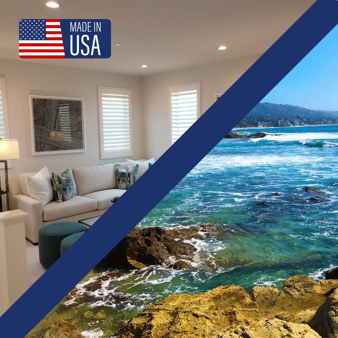 Plantation shutters in a Laguna Beach home