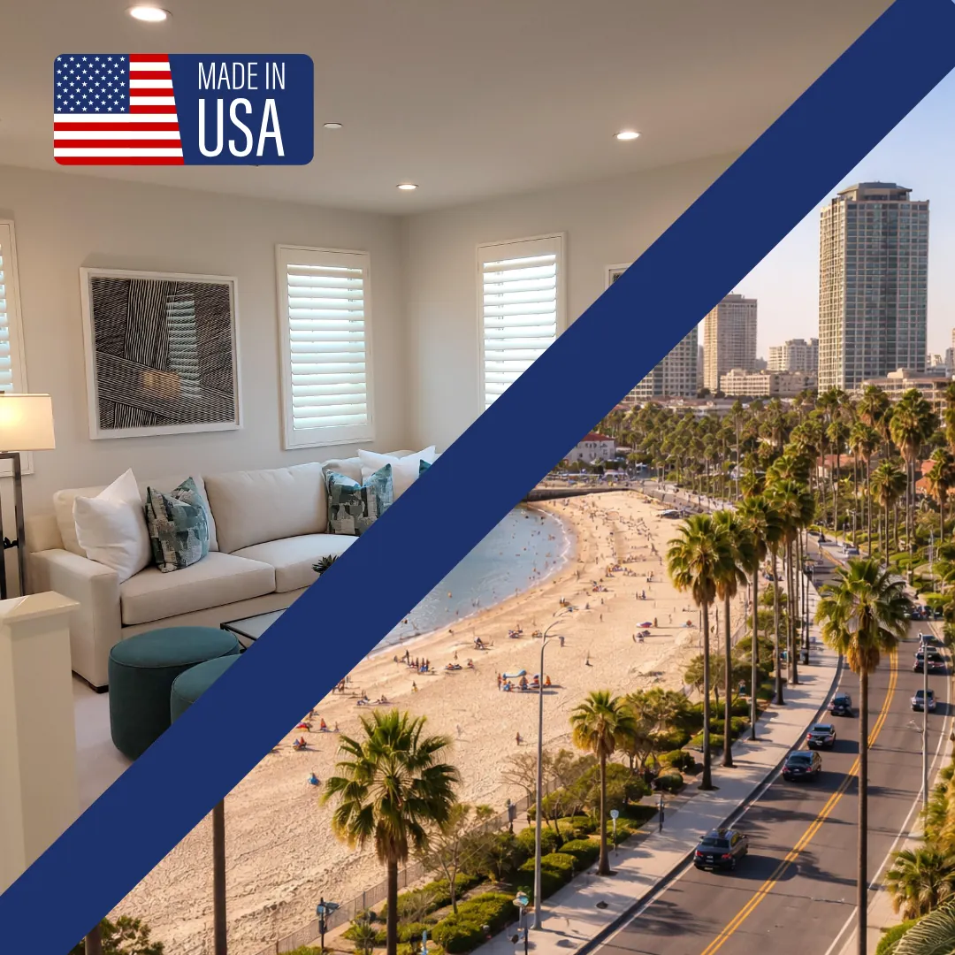 Plantation shutters in a Long Beach home